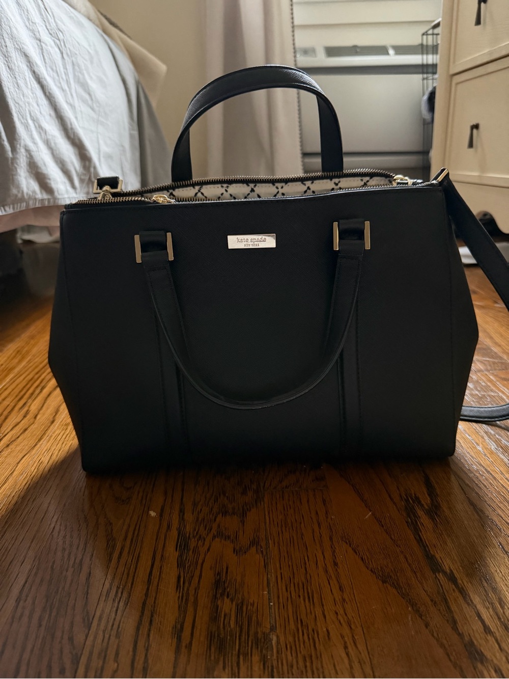 kate spade Black Structured bag with Gold Hardware